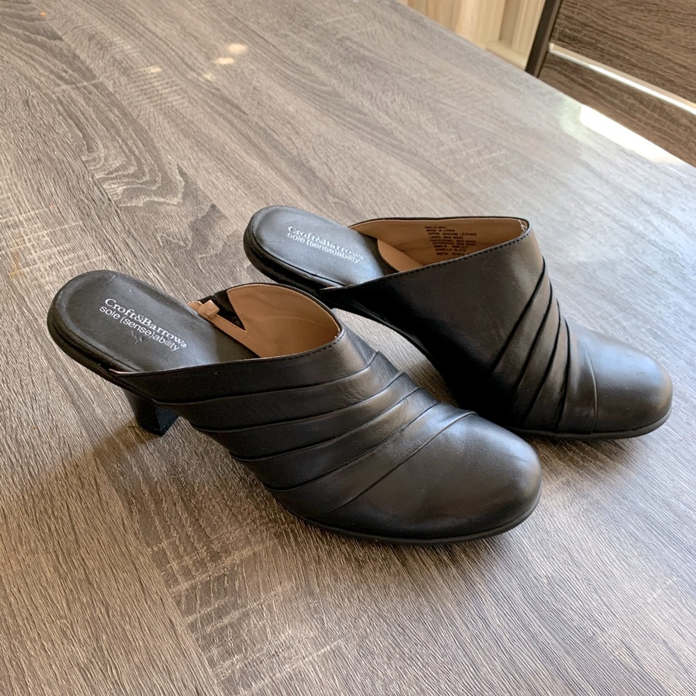 Croft&Barrow Size 8 1/2 Black Slide-on Mules